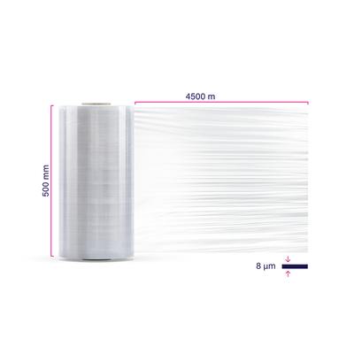 Strojní strečová fólie AXIO 340% 8µm 500 mm x 4500 m